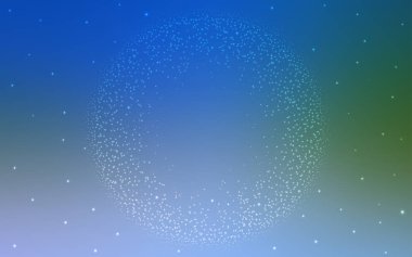 Açık mavi, yeşil vektör kapak astronomik yıldız ile. Gökyüzü yıldızlarla illüstrasyon soyut şablonunda parlayan. En iyi tasarım, reklam, poster, afiş için.