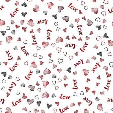 Koyu kırmızı metinle Love You, kalpleri sorunsuz şablon vektör. Romantik illüstrasyon renkli ifade Love You, kalpleri ile. Tasarım için duvar kağıdı, kumaş üreticileri.