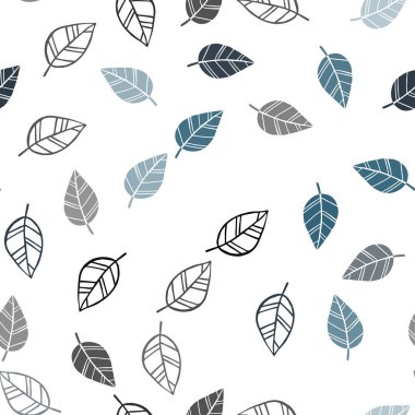 Açık mavi, yeşil vektör sorunsuz soyut tasarım yaprakları ile. Parlayan illüstrasyon karalama stilinde yaprakları ile renkli. Desen tasarım pencere panjur, perdeler.