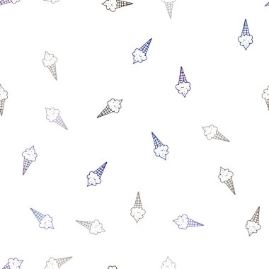 Koyu mavi, kırmızı lezzetli dondurma ile sorunsuz şablon vektör. Glitter Ice - cream koni ile soyut kroki. Reklam, kitapçıklar, broşürler restoranlar için desen.