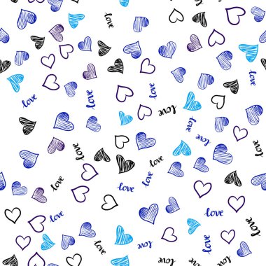 Koyu mavi vektör alıntı Love You, kalpleri ile sorunsuz kapak. Romantik illüstrasyon renkli ifade Love You, kalpleri ile. Tasarım için duvar kağıdı, kumaş üreticileri.