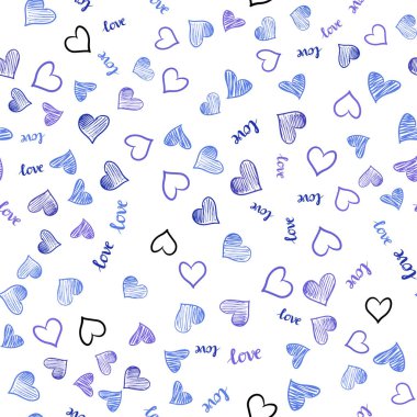 Pembe, mavi vektör sorunsuz doku Love You kelimelerle, kalpleri. Romantik illüstrasyon renkli ifade Love You, kalpleri ile. Kartvizit, Web siteleri için şablon.
