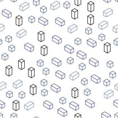 Açık mavi, kırmızı vektör dikdörtgenler ile kesintisiz, izometrik arka plan. Dikdörtgenler ve kareler ile güzel illüstrasyon. Desen için modaya uygun Kumaş, duvar kağıtları.