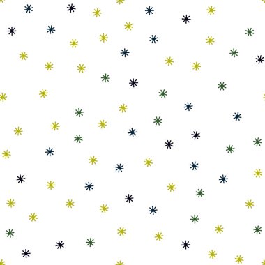 Koyu mavi, yeşil Noel kar taneleri ile Dikişsiz desen vektör. Kar Noel tarzı ile parlayan renkli resimde. Tekstil, kumaş, duvar kağıtları için tasarım.