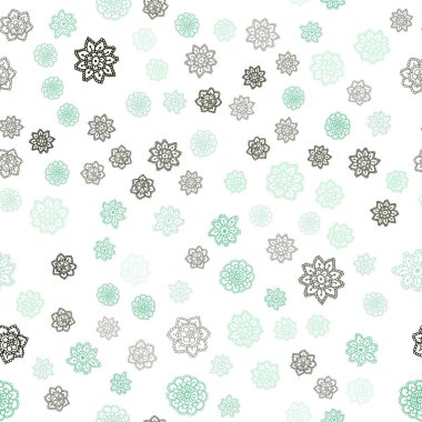 Açık mavi, parlak kar taneleri sorunsuz düzeniyle vektör yeşil. Kristalleri ile glitter soyut Illustration buz. Desen için modaya uygun Kumaş, duvar kağıtları.