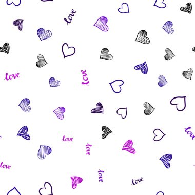 Koyu mor vektör ifade Love You, kalpleri ile sorunsuz zemin. Romantik illüstrasyon renkli ifade Love You, kalpleri ile. Desen için modaya uygun Kumaş, duvar kağıtları.