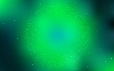 Açık yeşil uzay yıldızlı bir şablon. Parlak astronomik yıldızlı parlak renkli çizimler. Kozmik arkaplanlar için şablon.