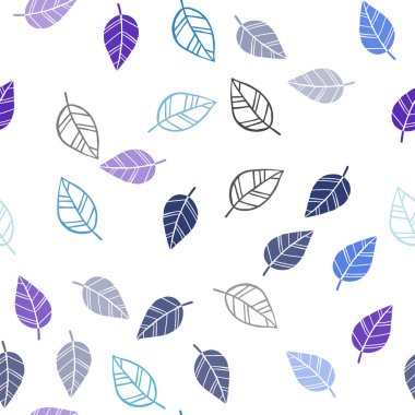 Koyu pembe, mavi yaprakları ile sorunsuz zarif şablon vektör. Glitter soyut illüstrasyon ile doodles ve bırakır. Desen tasarım kumaş, duvar kağıtları.