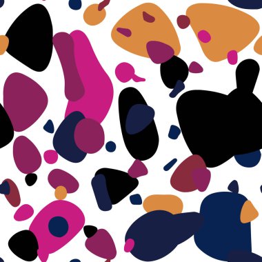 Koyu mavi, kırmızı küre ile Dikişsiz desen vektör. Soyut illüstrasyon renkli baloncuklar doğa tarzı ile. Tekstil, kumaş, duvar kağıtları için tasarım.