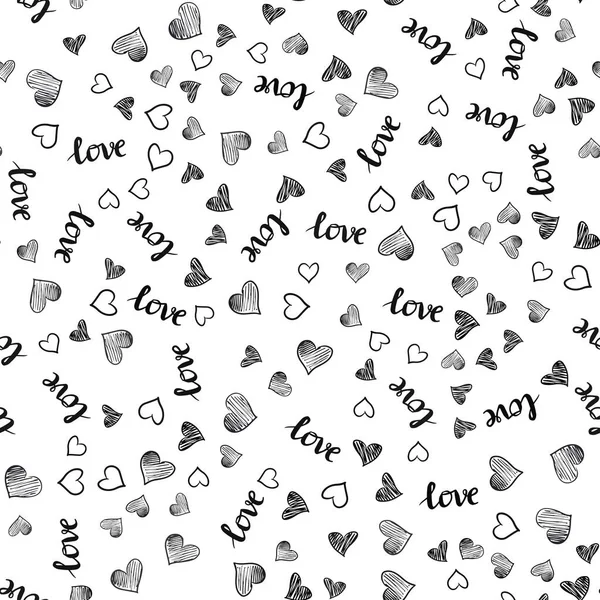 Donkergrijs Vector Naadloze Textuur Met Woorden Love You Harten Illustratie — Stockvector