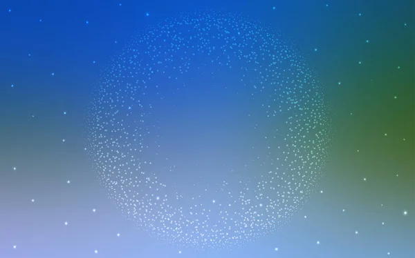 Bleu Clair Couverture Vectorielle Verte Avec Des Étoiles Astronomiques Illustration — Image vectorielle