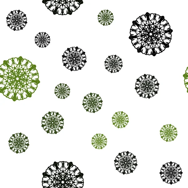 Vector Verde Oscuro Textura Sin Costuras Con Copos Nieve Colores — Vector de stock