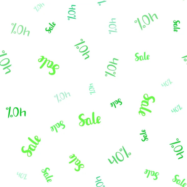 Ljus Grön Vektor Sömlös Täck Med Symboler Försäljningen Färgade Ord — Stock vektor