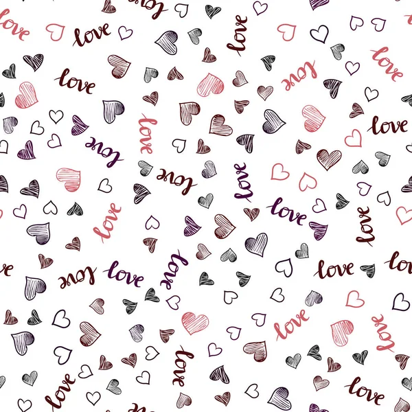 Dark Blue Red Vector Seamless Pattern Phrase Love You Hearts — Stock Vector