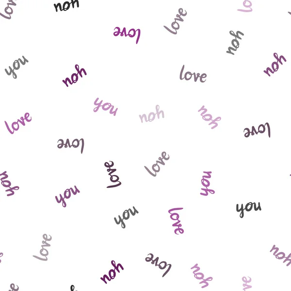 Texture Sans Couture Vectorielle Rose Foncé Avec Des Mots Love — Image vectorielle