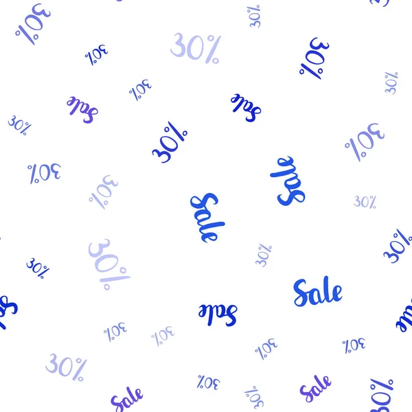 浅粉色 蓝色矢量无缝覆盖与30 的销售符号 有色的销售词与梯度在白色背景 销售横幅的图案 — 图库矢量图片