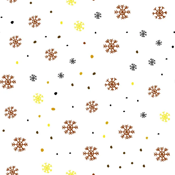 Modèle Sans Couture Vecteur Orange Clair Avec Flocons Neige Noël — Image vectorielle