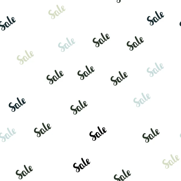 浅蓝色 绿色矢量无缝覆盖与销售的标志 在白色背景上带有折扣标志的渐变插图 商业广告 商业广告的设计 — 图库矢量图片