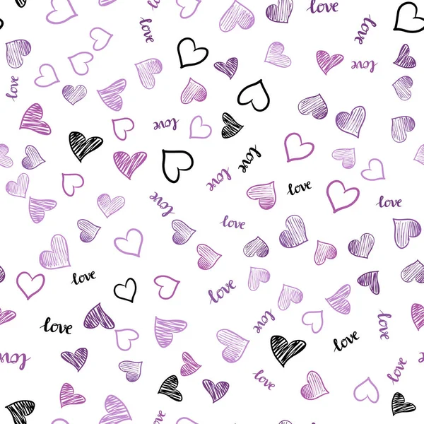 ライト パープル ピンク ベクトル愛する心 引用とシームレスなカバー 愛する心 引用とカラフルなイラスト ウェブサイトのテンプレート — ストックベクタ