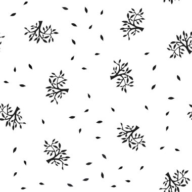 Koyu gri vektör sorunsuz zarif arka plan yapraklarla, dalları. Parlayan illüstrasyon yaprakları ve dalları ile renkli. Tekstil, kumaş, duvar kağıtları için tasarım.