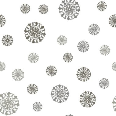 Işık gri vektör parlak kar taneleri ile sorunsuz düzeni. Kristalleri ile glitter soyut Illustration buz. Desen tasarım kumaş, duvar kağıtları.