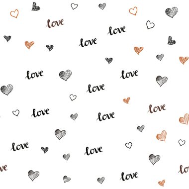 Koyu turuncu vektör ifade Love You, kalpleri ile sorunsuz zemin. Aşk, kalpleri soyut tarzda Illustration kelimelerle. Kartvizit, Web siteleri için şablon.