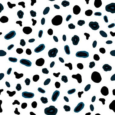 Koyu mavi noktalar ile sorunsuz kapak vektör. Bulanık daireler doğa tarzı ile güzel renkli resimde. Desen tasarım pencere panjur, perdeler.