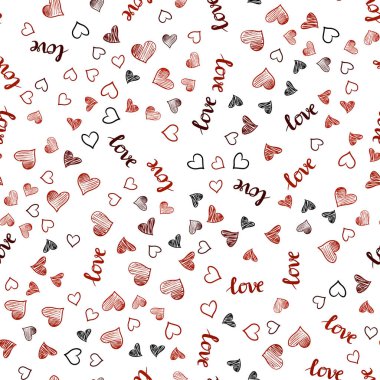 Koyu kırmızı vektör ifade Love You, kalpleri ile seamless modeli. Renkli resimde alıntı Love You, kalpleri ile. Tekstil, kumaş, duvar kağıtları için tasarım.