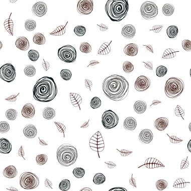 Koyu mavi, kırmızı yaprakları ve çiçekleri ile sorunsuz doodle desen vektör. Glitter soyut resimde yaprak ve çiçek ile. Kartvizit, Web siteleri için şablon.