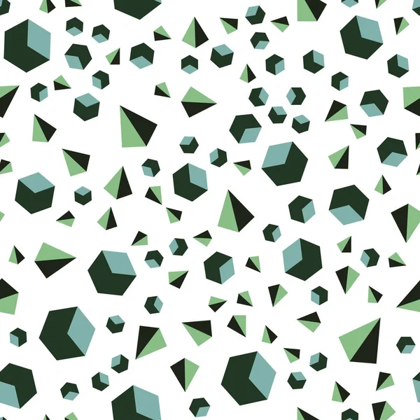 Hellblaue Grüne Vektornahtlose Isometrische Vorlage Mit Kristallen Quadraten Abstrakte Gradienten — Stockvektor
