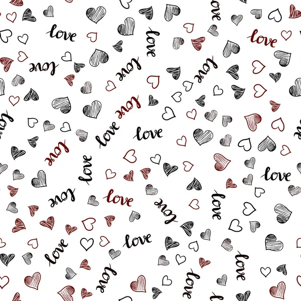 Koyu kırmızı sorunsuz geçmiş sözler, kalpleri ile vektör. Metin Love You, kalpleri ile doodle tarzında dizayn. Tasarım için duvar kağıdı, kumaş üreticileri.