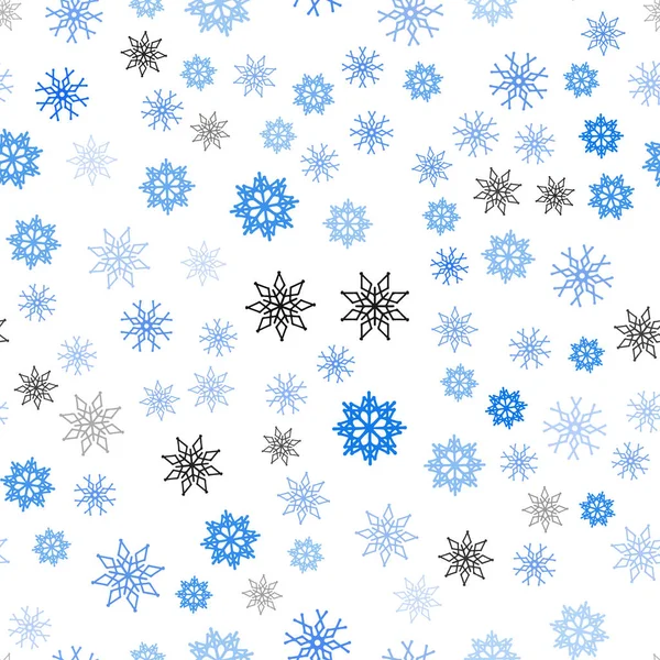 Light Blue Yellow Vector Seamless Pattern Christmas Snowflakes Snow Blurred — Stock Vector