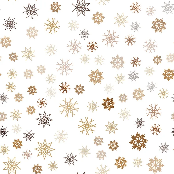 Dunkelgelbe Vektor Nahtloses Muster Mit Weihnachtlichen Schneeflocken Schnee Auf Verschwommenem — Stockvektor