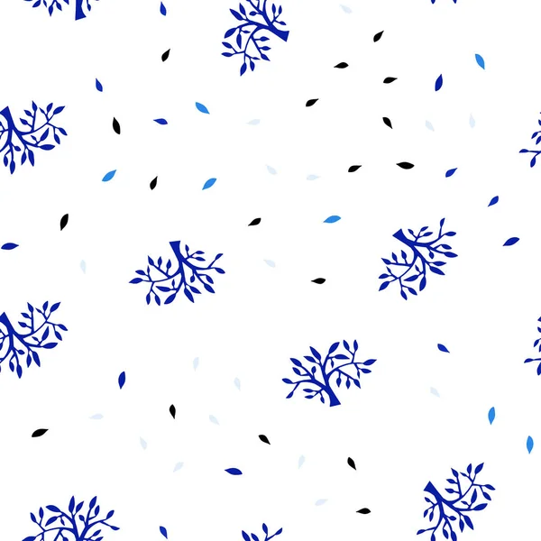Světle Modrý Vektor Bezešvé Doodle Textury Listů Větvemi Elegantní Světlé — Stockový vektor