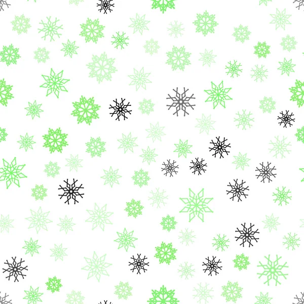 Light Green Vector Seamless Cover Beautiful Snowflakes Decorative Shining Illustration — Stock Vector