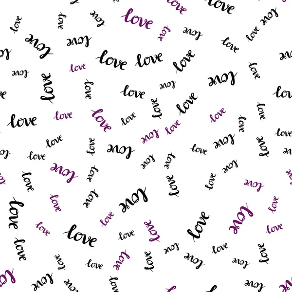 Light Pink Vector Seamless Pattern Phrase Love You Colorful Illustration — Stock Vector