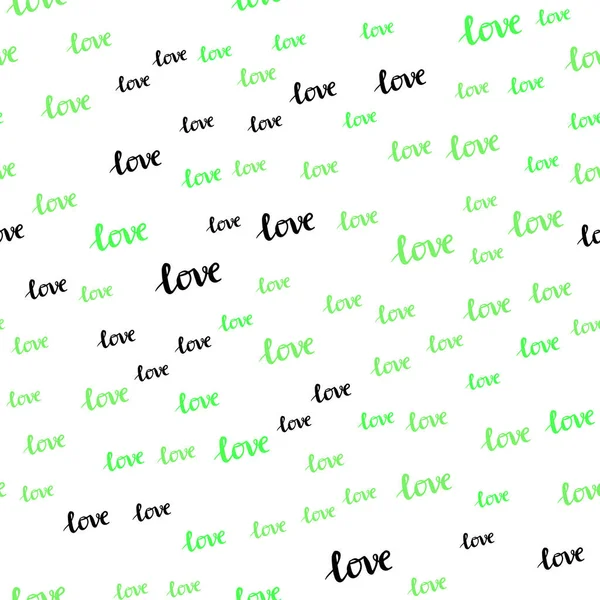 Fond Sans Couture Vecteur Vert Clair Avec Phrase Love You — Image vectorielle