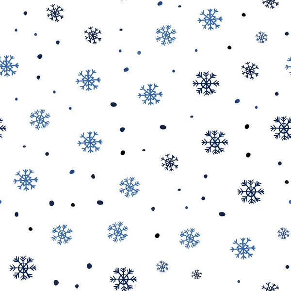 Dark Blue Vector Diseño Sin Costuras Con Copos Nieve Brillantes — Vector de stock