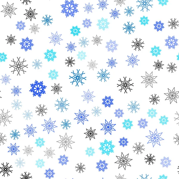 Luz Azul Vector Diseño Sin Costuras Con Copos Nieve Brillantes — Vector de stock