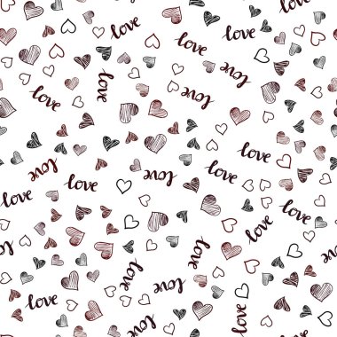 Koyu kırmızı sorunsuz geçmiş sözler, kalpleri ile vektör. Romantik illüstrasyon renkli ifade Love You, kalpleri ile. Kartvizit, Web siteleri için şablon.