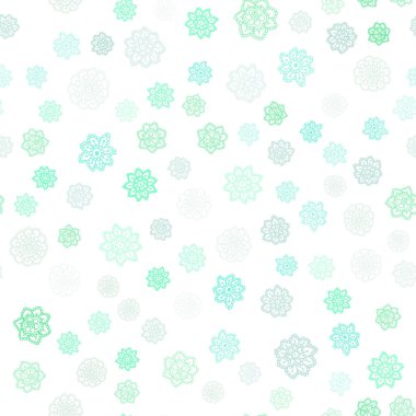 Işık yeşil vektör sorunsuz arka plan xmas kar taneleri ile. Modern geometrik soyut Illustration kristalleri ile buz. Kartvizit, Web siteleri için şablon.