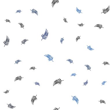 Koyu mavi vektör sorunsuz doodle düzen yaprakları ile. gradyan ile zarif doğal desen yapraklarda. Kartvizit, Web siteleri için şablon.