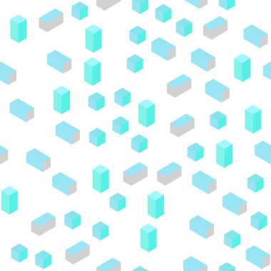 Açık mavi, vektör kesintisiz, izometrik rhombus şablonuyla yeşil. Glitter soyut resim dikdörtgen şekiller ile. Tasarım için duvar kağıdı, kumaş üreticileri.