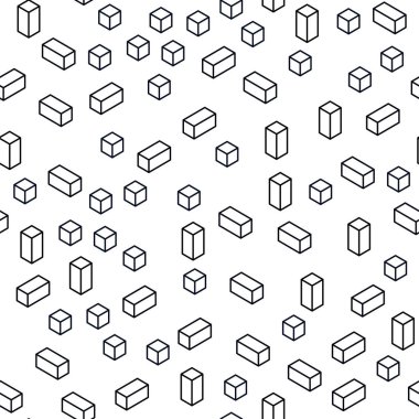 Koyu mavi dikdörtgen tarzı kesintisiz, izometrik doku vektör. Modern Soyut illüstrasyon renkli dikdörtgenler ile. Desen tasarım kumaş, duvar kağıtları.