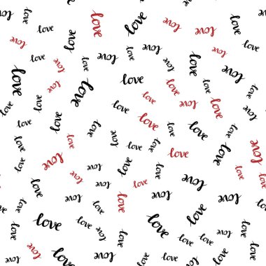 Işık kırmızı vektör sorunsuz arka plan aşk sözcükleri ile. Aşk soyut tarzda dekoratif illüstrasyon kelimelerle. Tasarım için duvar kağıdı, kumaş üreticileri.