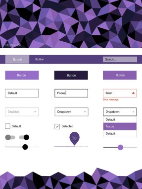Üçgenler ile hafif mor vektör stil rehberi. Üçgenler ile poligonal tarzında modern stil rehberi. Bu örnek açılış sayfanız için mu.