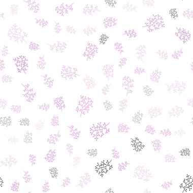 Yapraklar, dallar ile hafif pembe vektör sorunsuz doodle düzeni. Glitter soyut illüstrasyon yaprakları ve dalları ile. Desen için modaya uygun Kumaş, duvar kağıtları.