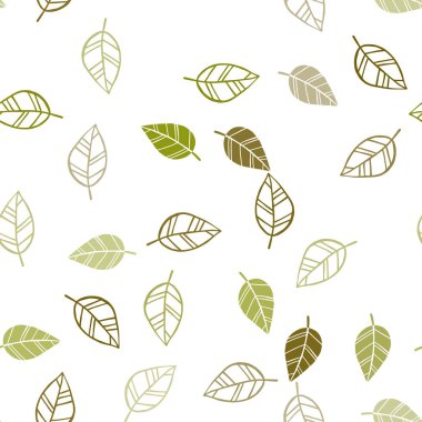 Koyu yeşil, sarı vektör sorunsuz doğal zemin ile bırakır. Yaprakları doodle tarzı ile renkli soyut resimde. Desen için modaya uygun Kumaş, duvar kağıtları.