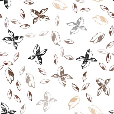 Koyu turuncu vektör yaprak ile sorunsuz arka plan. Yaprakları doodle tarzı ile renkli soyut resimde. Kartvizit, Web siteleri için şablon.