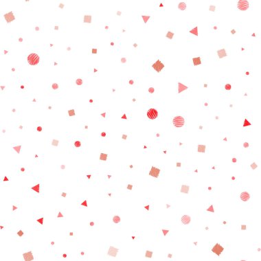 Işık kırmızı vektör daireler, çizgiler, dikdörtgenler ile sorunsuz düzeni. Glitter soyut illüstrasyon küre, kareler, satırları ile. Kartvizit, Web siteleri için şablon.